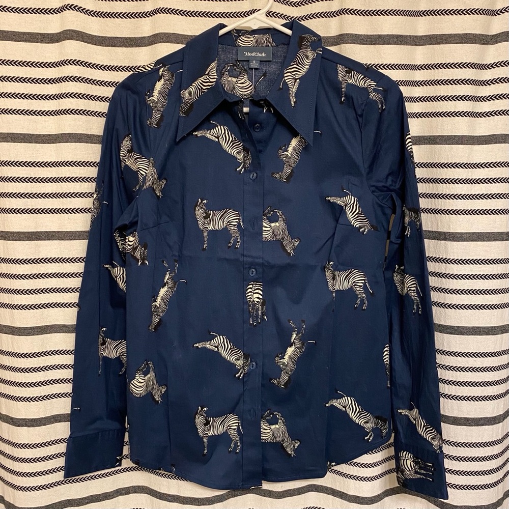 ModCloth Zebra Button Down